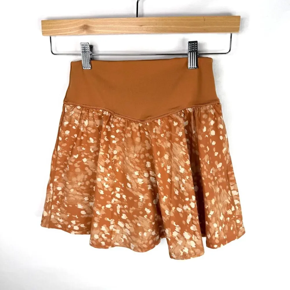 Aerie Offline Brown Spotted Skort Small